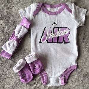 Jordan Infant Onesie Set in White and Purple